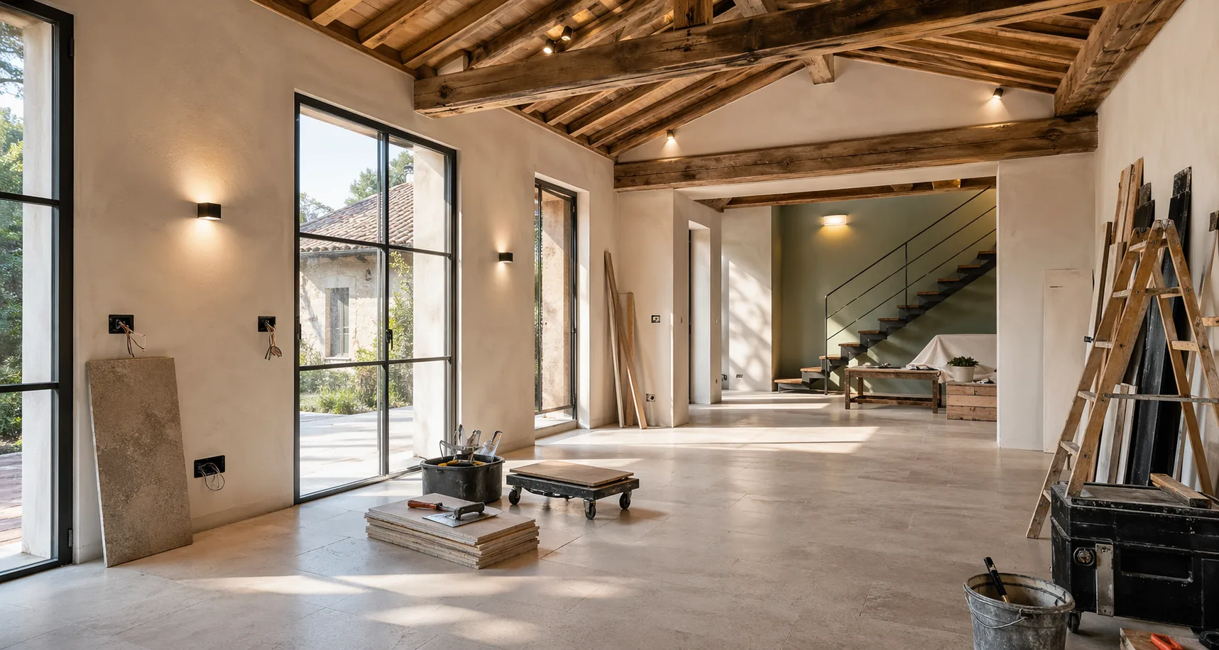 Cantiere di ristrutturazione in fase avanzata